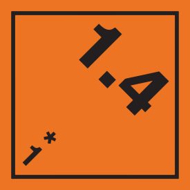   ADR bárca matrica, 1. osztály Robbanóanyagok és -tárgyak 1.4 100x100 mm, papír