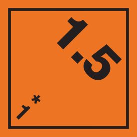   ADR bárca matrica, 1. osztály Robbanóanyagok és -tárgyak 1.5 100x100 mm, vinyl