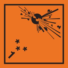   ADR bárca matrica, 1. osztály Robbanóanyagok és -tárgyak 100x100 mm, papír