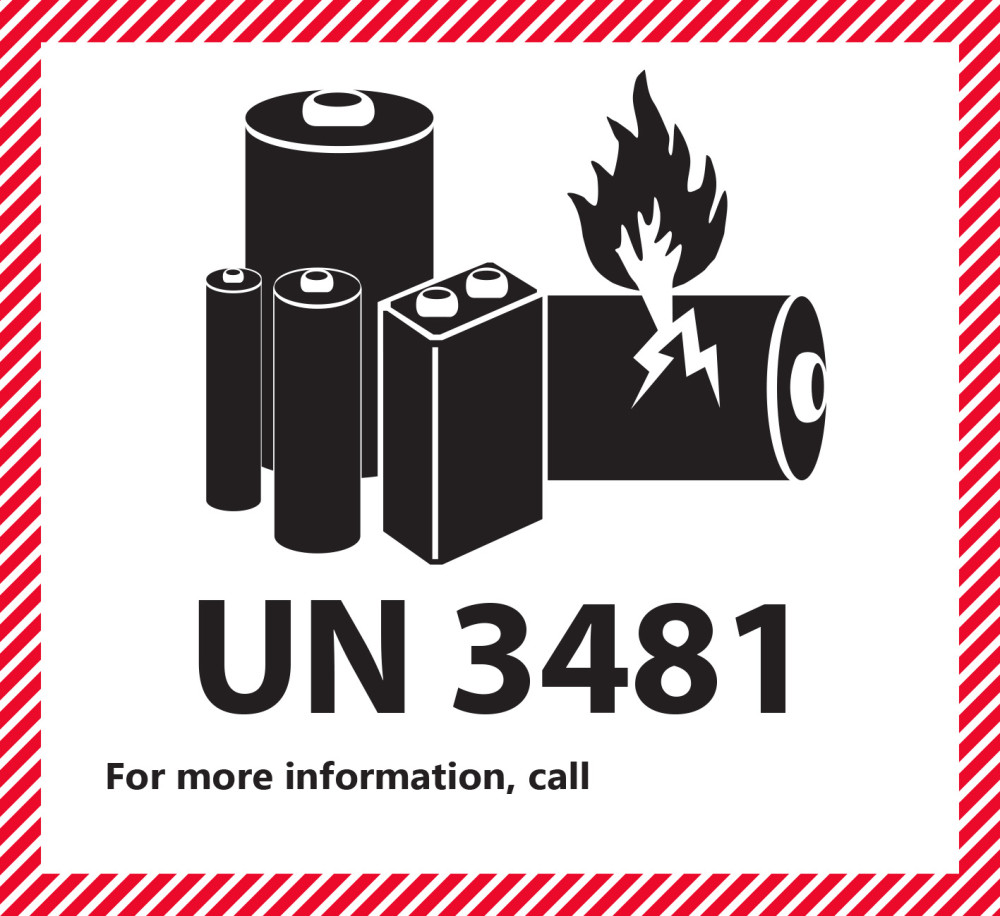 Lithium ion batteries un 3481 sablon 120x110 mm p